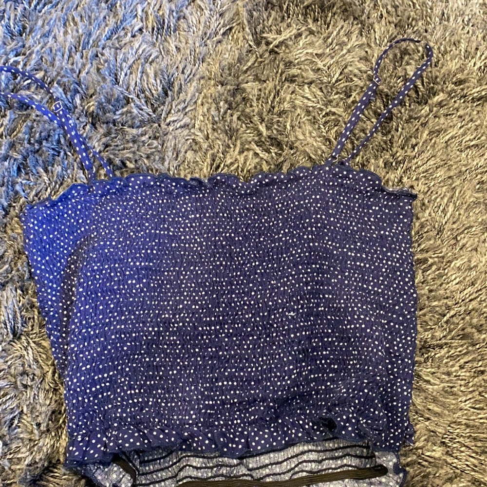 Dee Elly PolkaDot Smocked Spaghetti Strap Crop Top - Picture 3 of 3